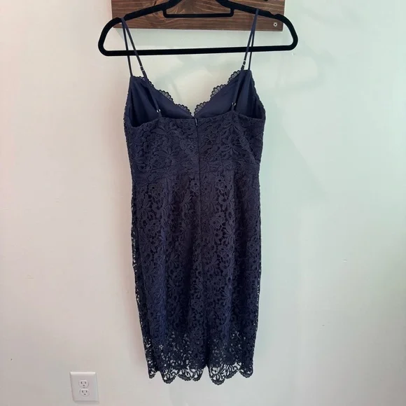 J Crew‎ Navy Blue Guipure Lace Midi Dress Size 4 - Picture 9 of 11